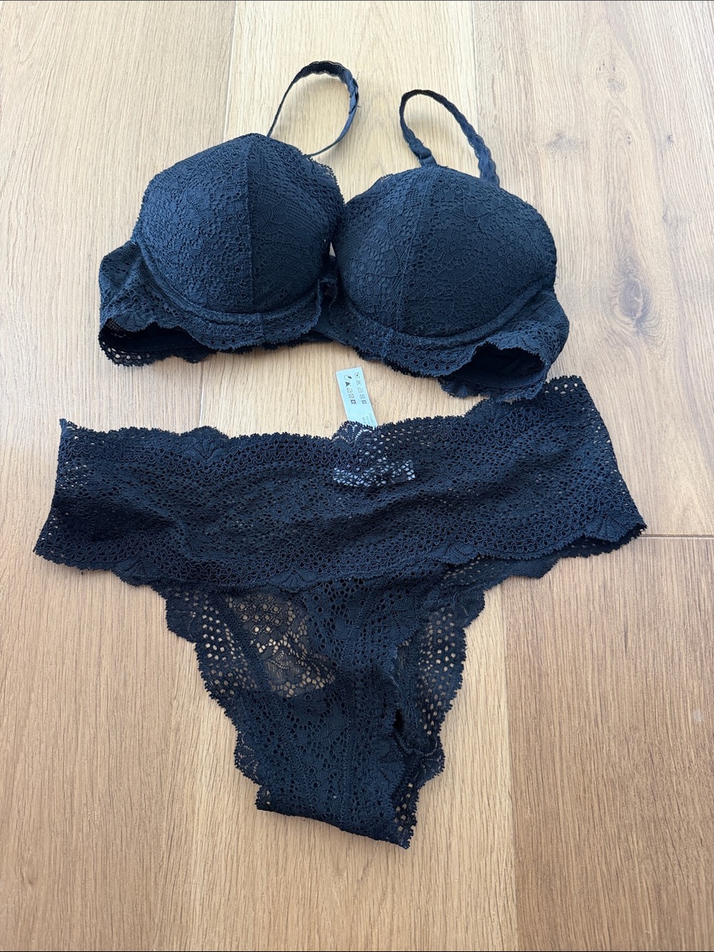 Cosabella Black Lace Push-Up Bra & Lace Bikini Brief Set